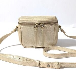 HOBO Pixie Crossbody Bag Metallic Gold Leather Camera Bag Mini Purse